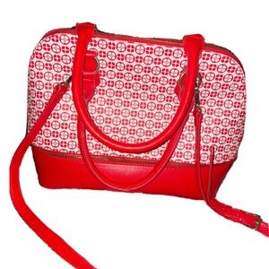 Red and white leather Handbag